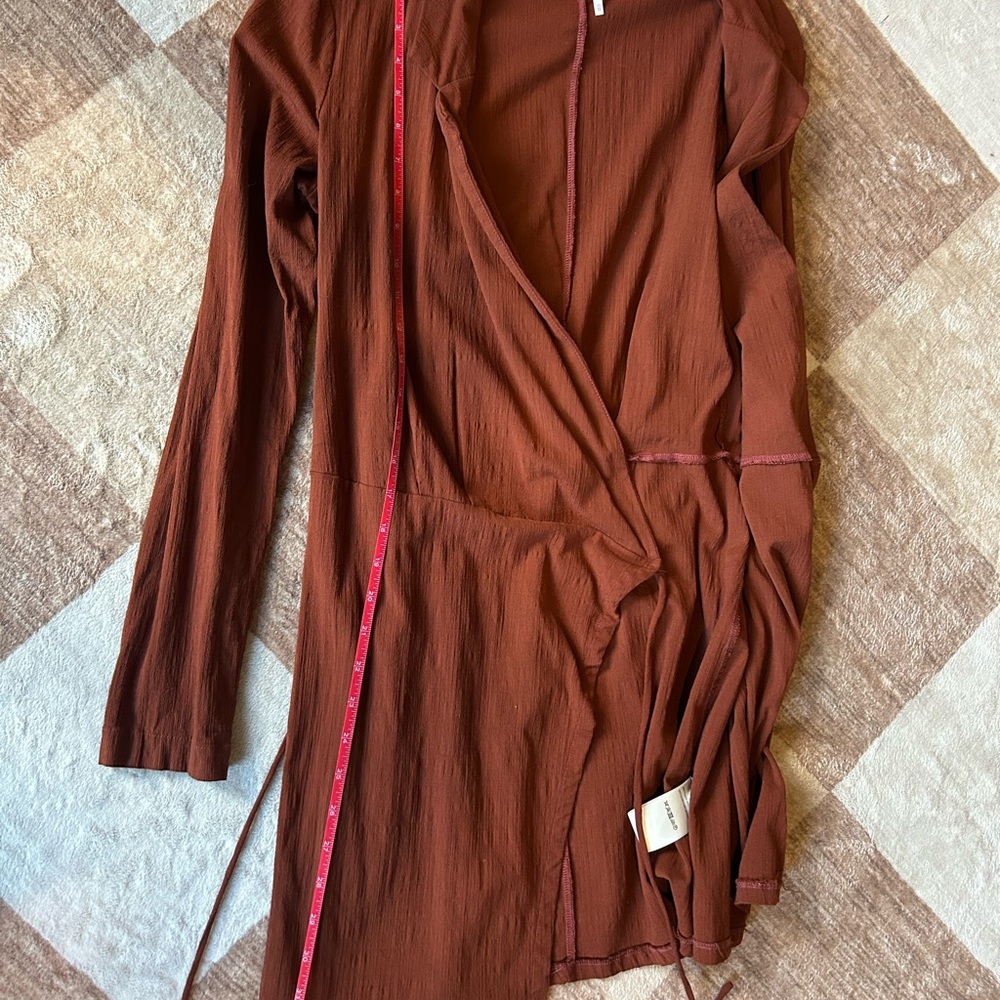 Free People Helena Wrap Dress Coconut Shell Burnt Orange - Picture 6 of 11